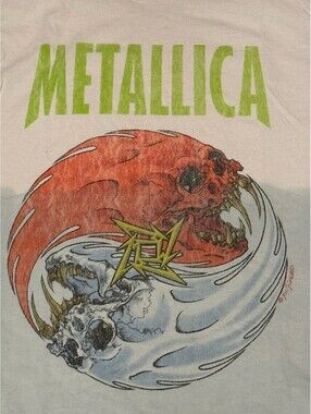 Metallica Pushead Fire and Ice Yin Yang Dip Dye Tee Shirt size small